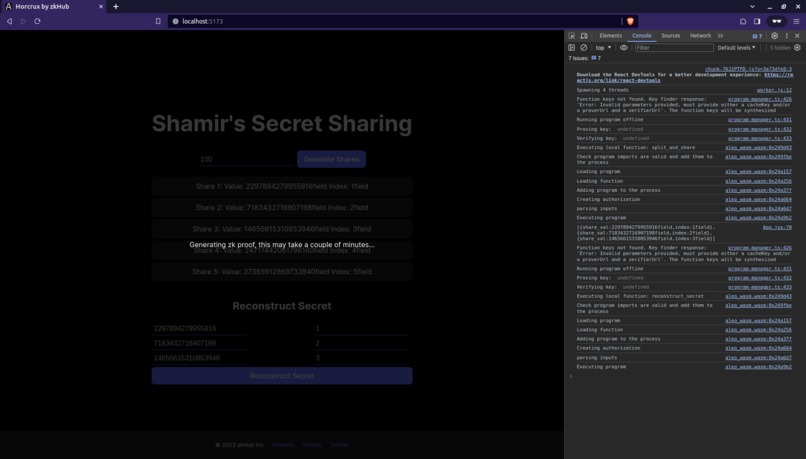 Horcrux - Shamir Secret Sharing in Aleo – screenshot 2