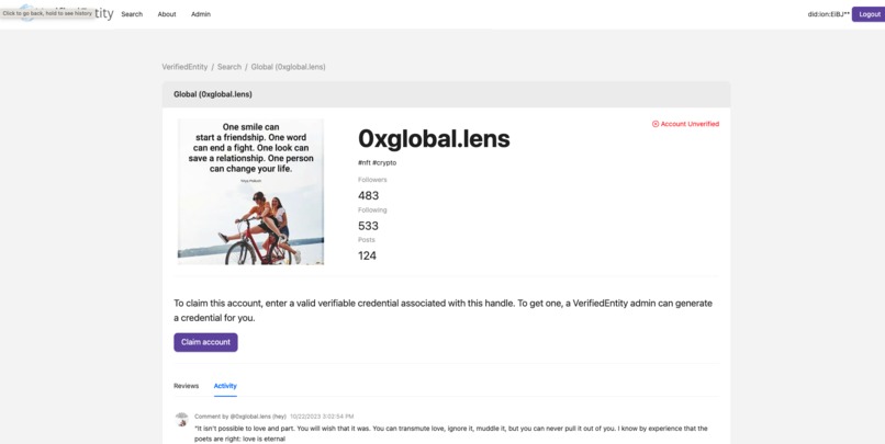 VerifiedEntity – screenshot 5