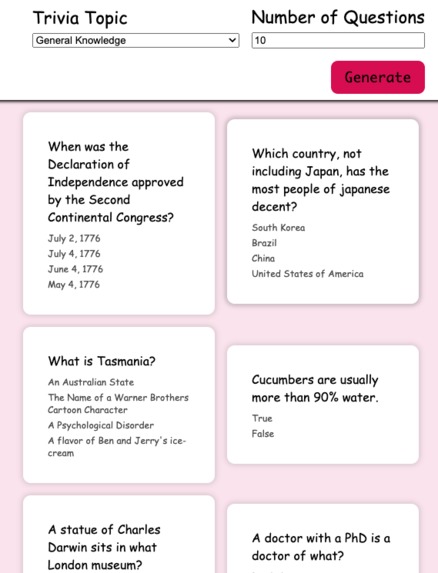 Trivia Flashcard Generator – screenshot 2