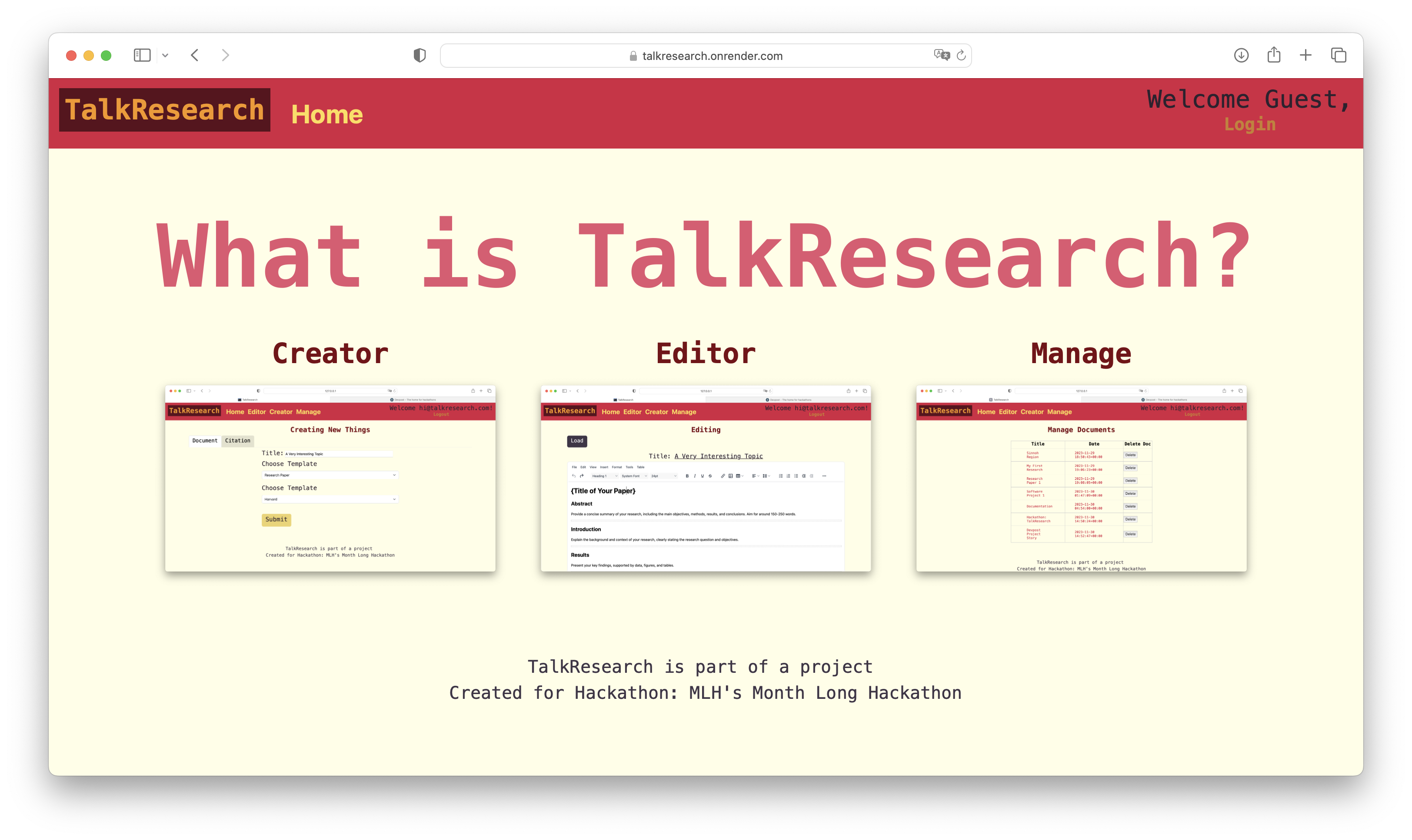 Talkresearch devpost