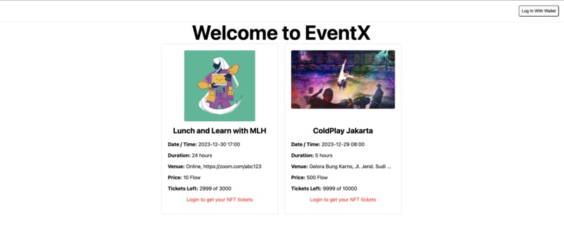 Events Ticketing with NFT – screenshot 1