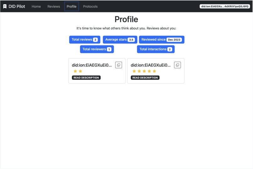DID pilot – screenshot 3