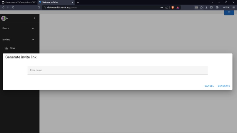 Decentralized DIDComm PoC – screenshot 2