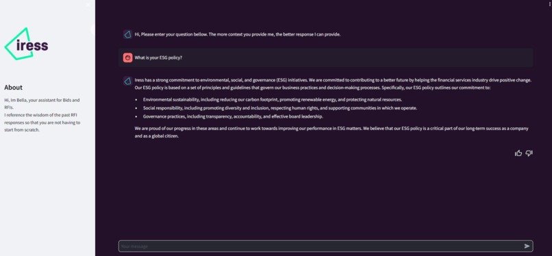 Bella: A LLM for responding to RFPs – screenshot 6