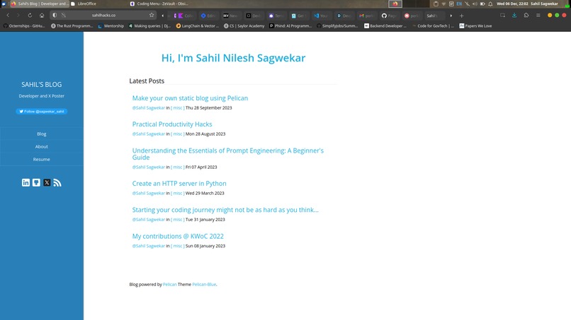 Personal Blog website – screenshot 1