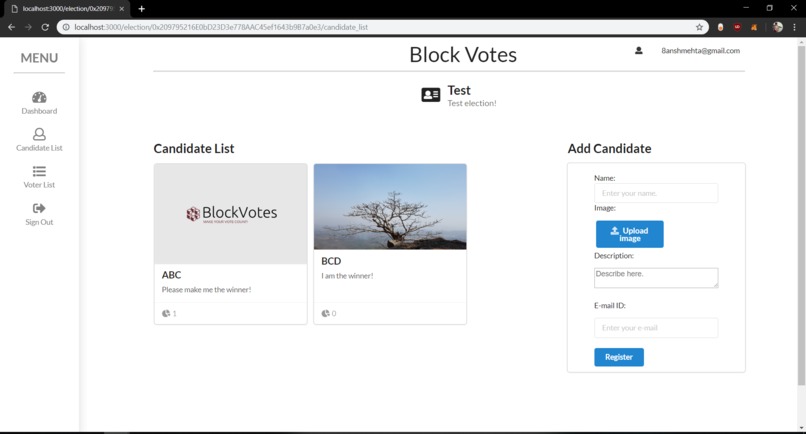 E-voting system – screenshot 4
