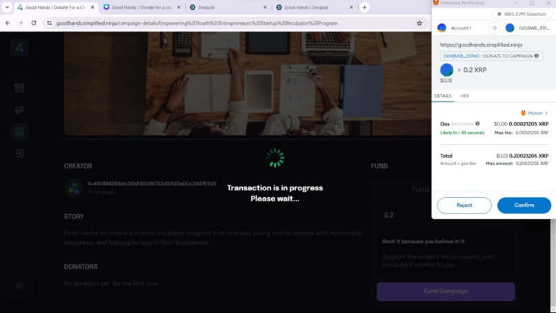 Good Hands :: Web3 based crowd funding platform – screenshot 5