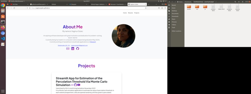 Creating my personal website and hosting on Github – screenshot 1
