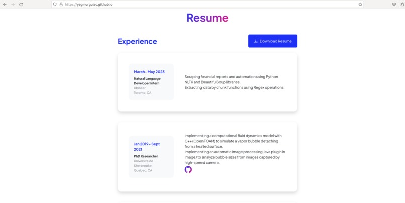Creating my personal website and hosting on Github – screenshot 3