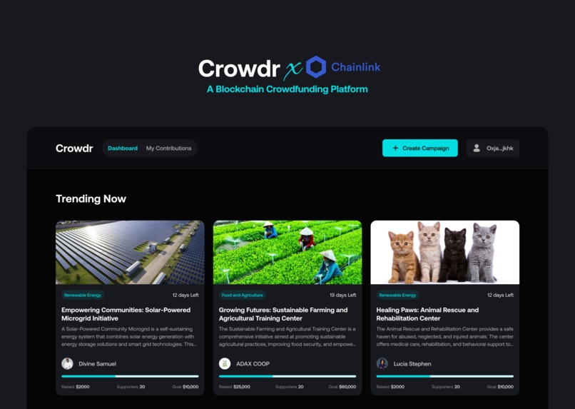 Crowdr - A blockchain based crowd-funding Platform – screenshot 1