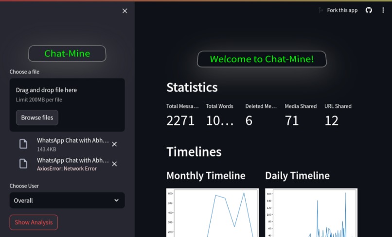 WhatsApp chat analysis  – screenshot 1