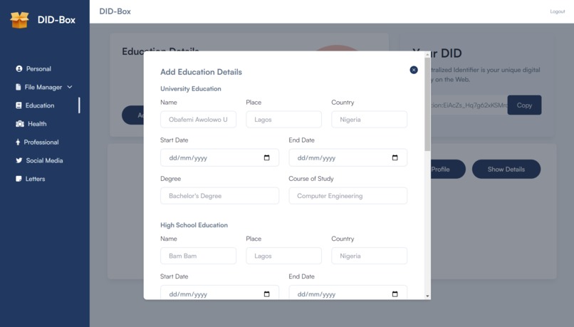 DID-Box – screenshot 4