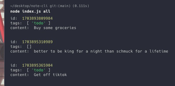 Notes-CLI – screenshot 3