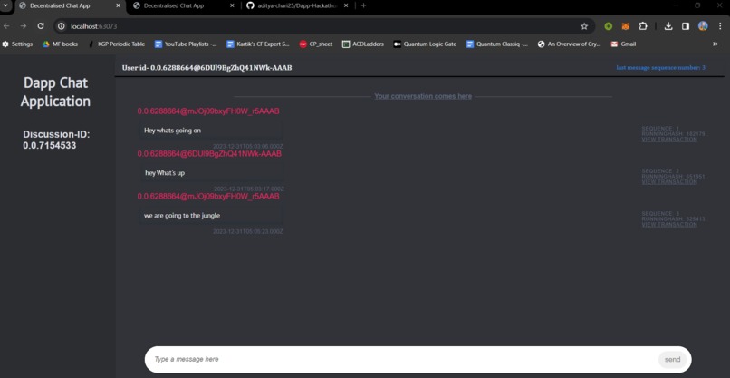 Decentralized chat application – screenshot 2