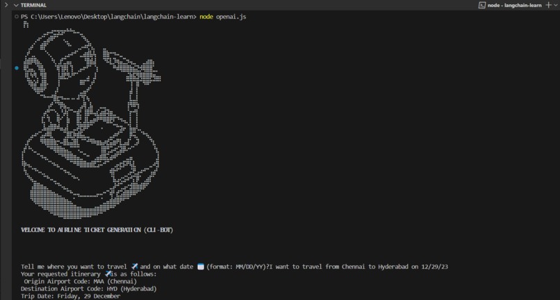 Cheapest Flight Ticket Generation and Booking CLI-BOT – screenshot 3