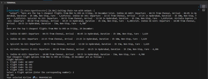 Cheapest Flight Ticket Generation and Booking CLI-BOT – screenshot 6