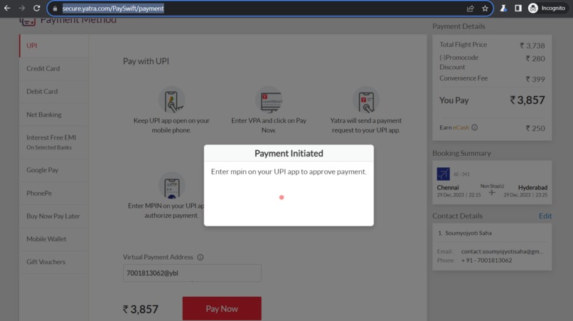 Cheapest Flight Ticket Generation and Booking CLI-BOT – screenshot 12