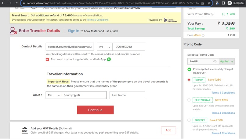 Cheapest Flight Ticket Generation and Booking CLI-BOT – screenshot 10