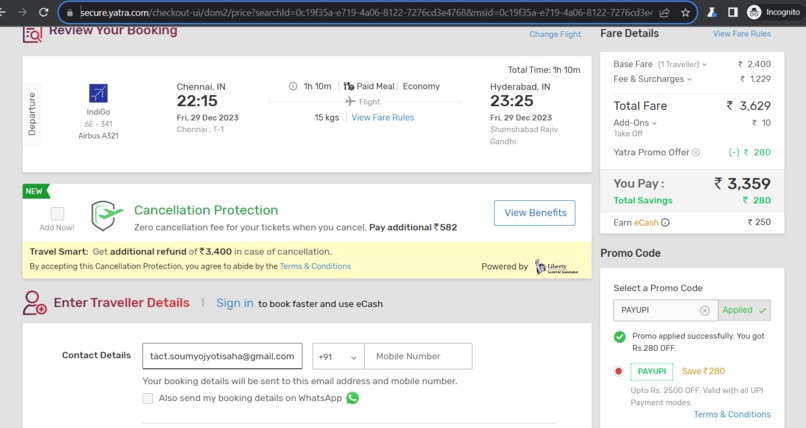 Cheapest Flight Ticket Generation and Booking CLI-BOT – screenshot 11