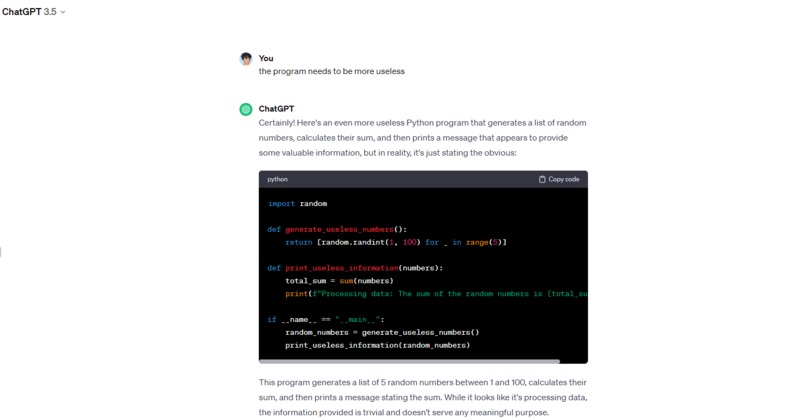 Chat GPT/Useless Program – screenshot 2