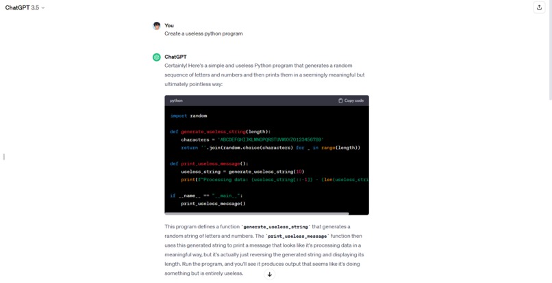 Chat GPT/Useless Program – screenshot 3