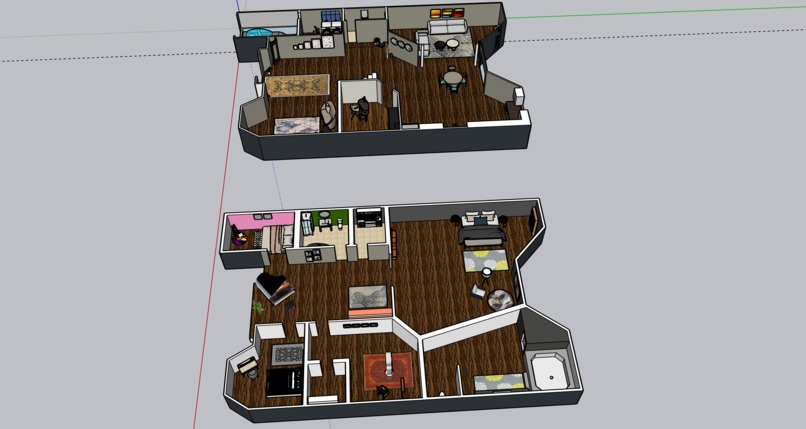 2 Floor House Interior Design & Furnished (Made in SketchUp) – screenshot 1