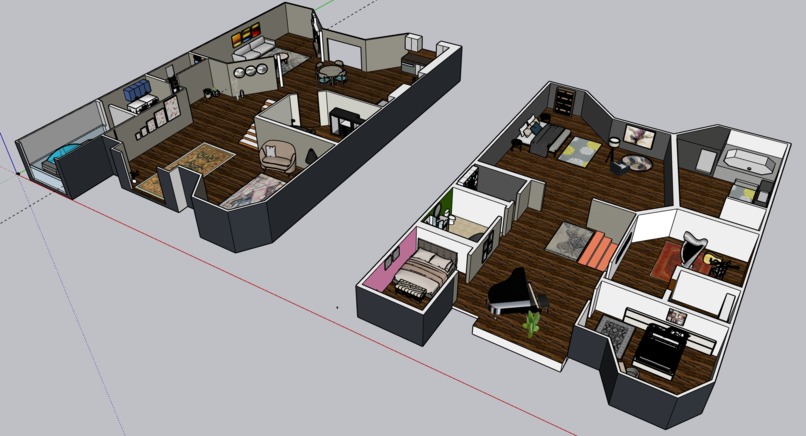 2 Floor House Interior Design & Furnished (Made in SketchUp) – screenshot 2