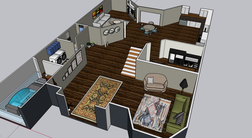 2 Floor House Interior Design & Furnished (Made in SketchUp) – screenshot 4