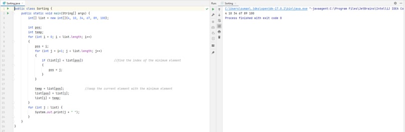 Sorting – screenshot 1