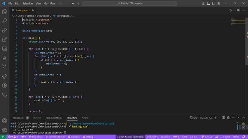 Write a Sorting Method – screenshot 1