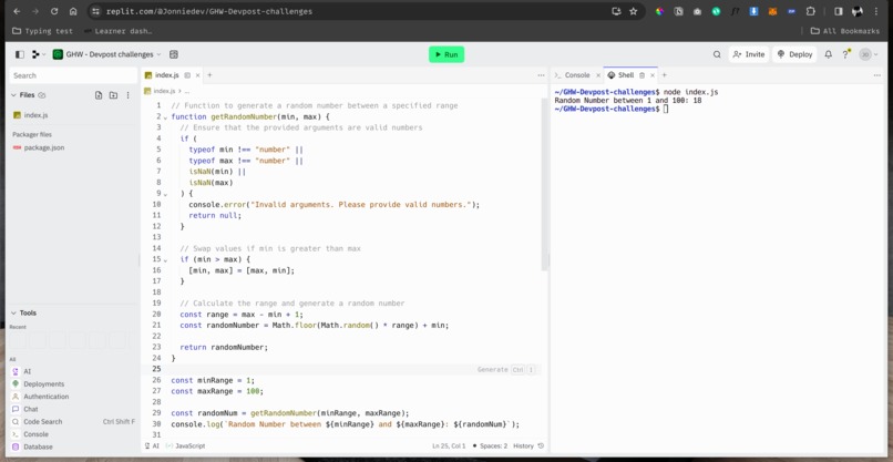 A random number generator – screenshot 1