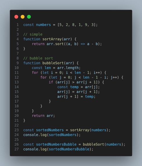 Sorting in JavaScript – screenshot 1