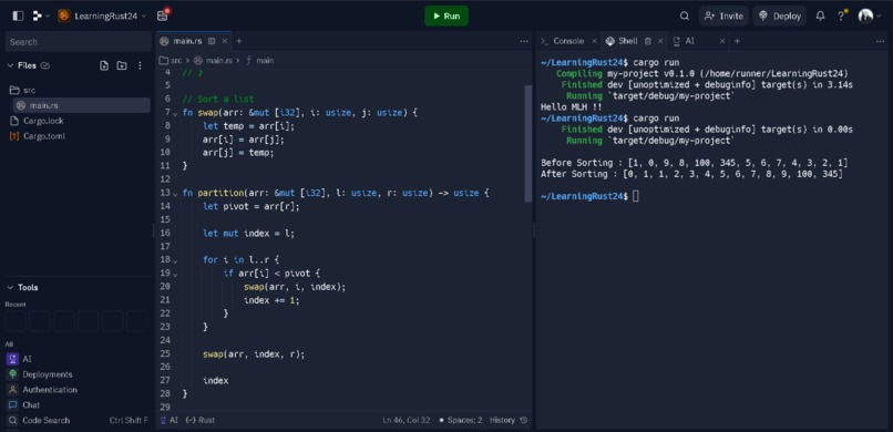 Sort List in Rust – screenshot 1