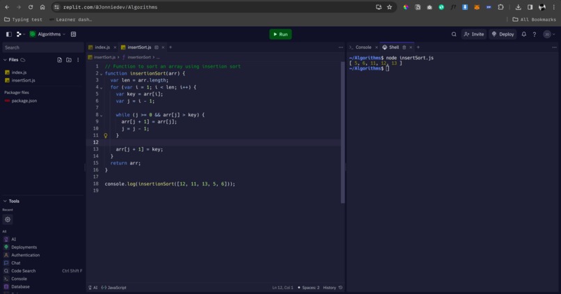 Insertion Sort Implementation – screenshot 1