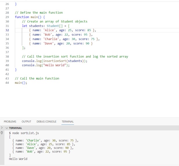 Sort A List and Get A Hello World – screenshot 1