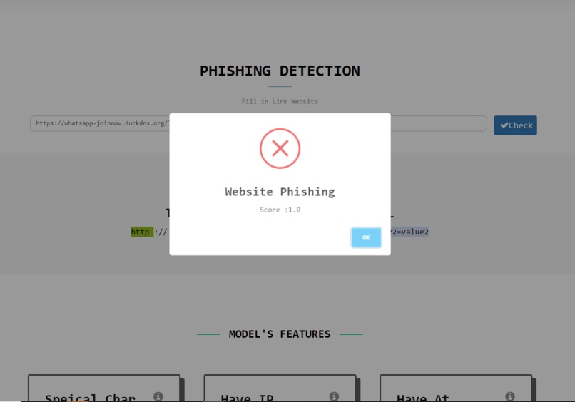 DETECTION OF PHISHING WEBSITE – screenshot 3