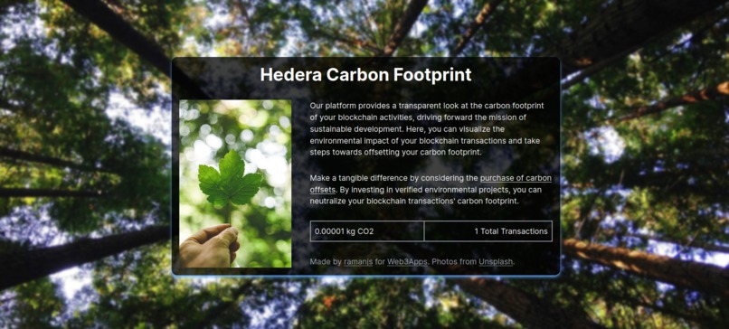 Hedera Carbon Footprint – screenshot 1