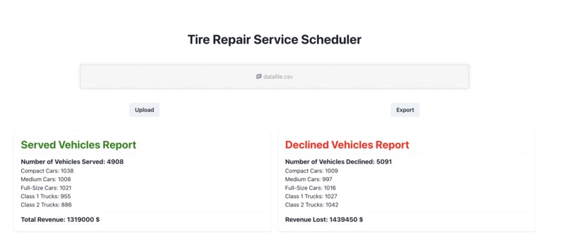 SAP Challenge - Tire Repair Service Scheduler – screenshot 1