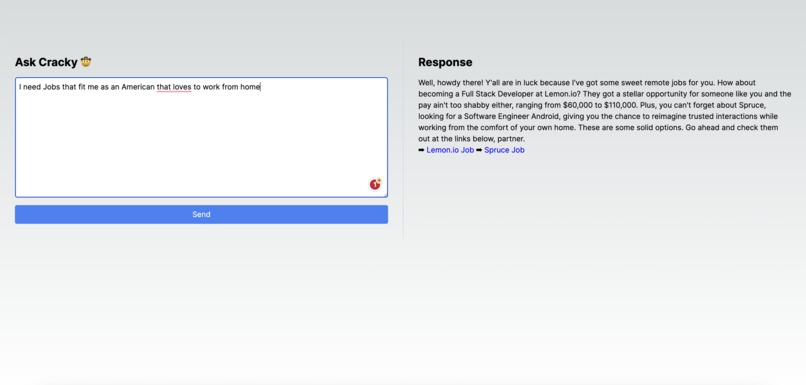 Cracky. The AI bot – screenshot 1