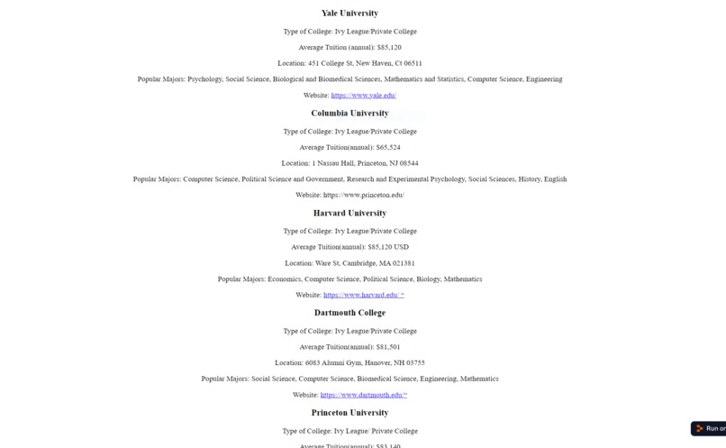 College Finder – screenshot 2