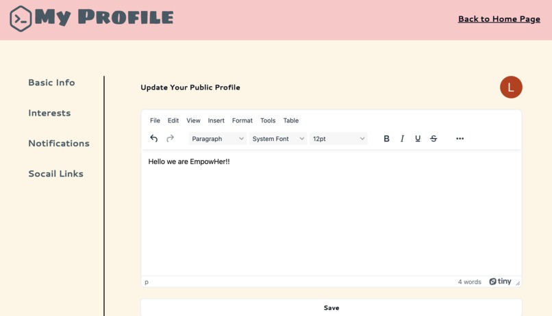 EmpowHer – screenshot 2