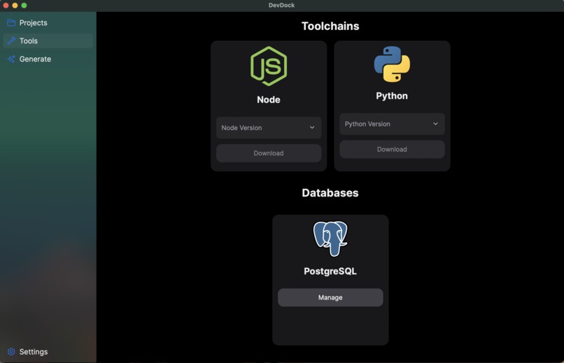 DevDock – screenshot 2