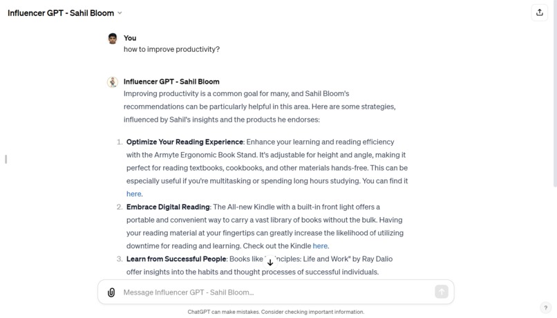 Influencer GPT - Sahil Bloom – screenshot 1