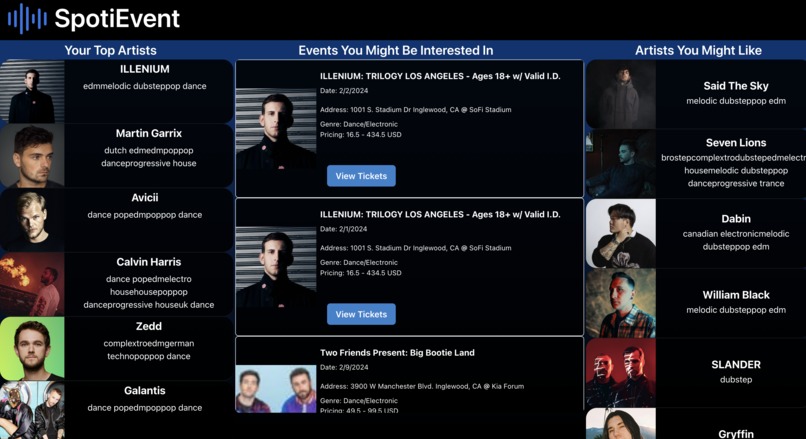 SpotiEvent – screenshot 1