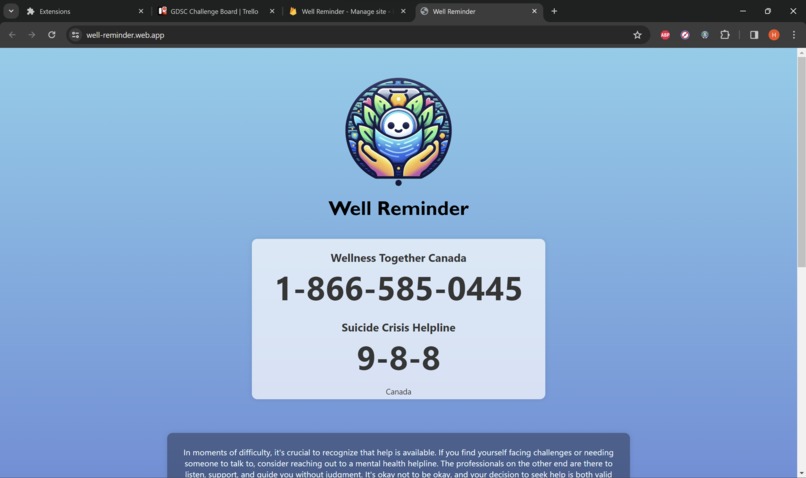 Well Reminder – screenshot 1