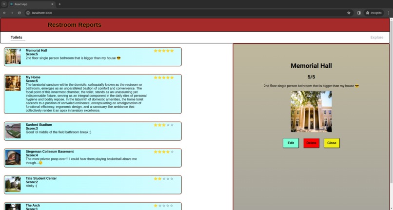 Restroom Reports – screenshot 1