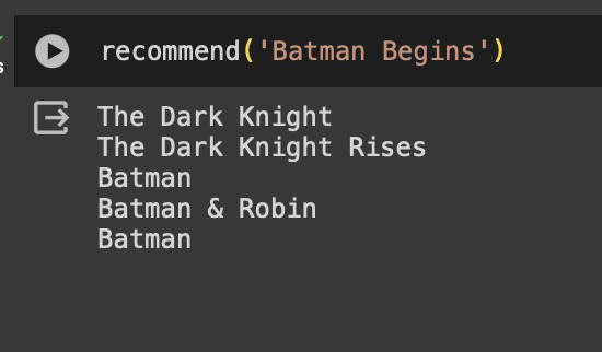 Content Based Movie Recommender System  – screenshot 1