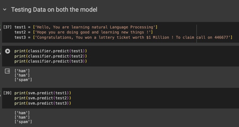 Spam Message Classification – screenshot 1