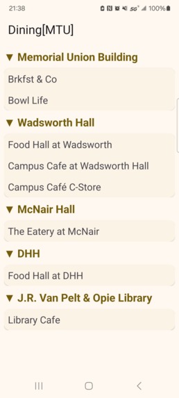 Unoffcial Dining[MTU] Android App – screenshot 4