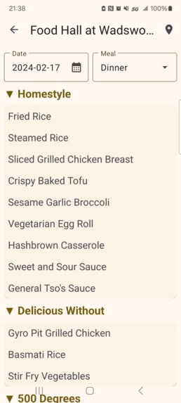 Unoffcial Dining[MTU] Android App – screenshot 5